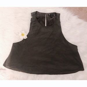 Olive Green Dressy Crop Top